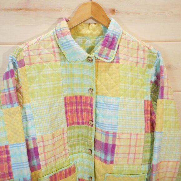 David Brooks size M Patchwork Quilted Jacket Colorful Reversible Button-up - Picture 2 of 13